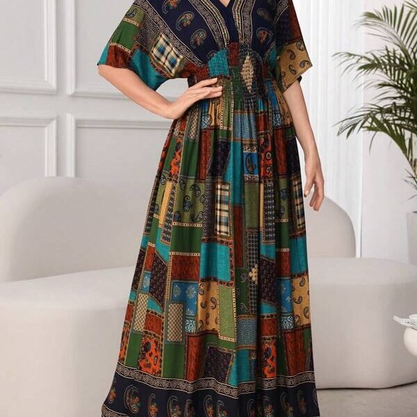 SHEIN Lacomfia فستان طويل للنساء مطبوع بأزهار للحالة الكاجوال والمحافظة