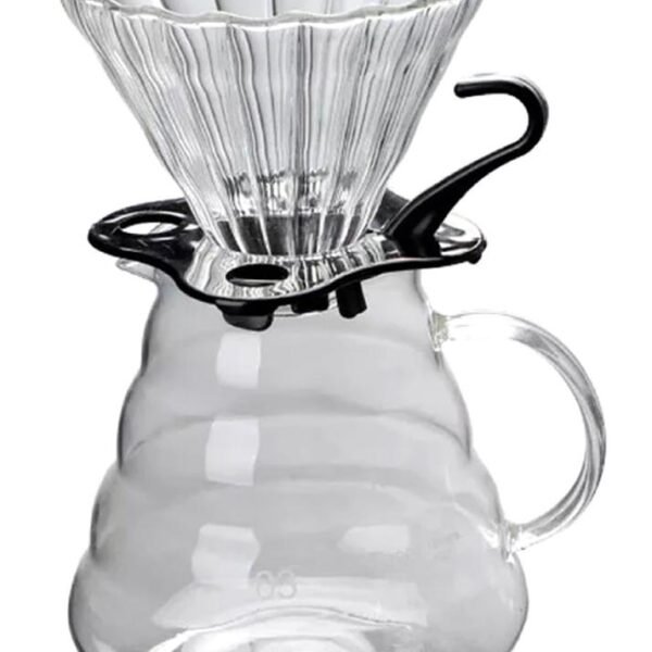 وعاء قهوة يدوي V60 مزود بفلتر شفاف